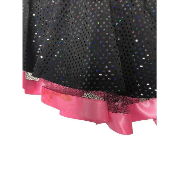 A Wish Come True Dance Costume Dress Tutu Pink Black MC Sequins Leotard Shorts - Picture 6 of 7